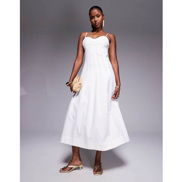 River Island Womens White Sleeveless Strappy Corset Midi Dress - 10