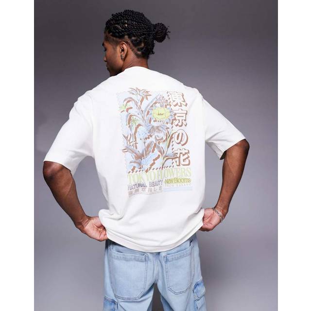 Mens River Island White Short Sleeve Tokyo Flowers T-Shirt - L