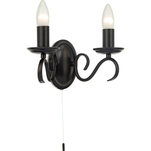 Candle Wall Light - Matte Black (15cm H X 26cm W X 12cm D)