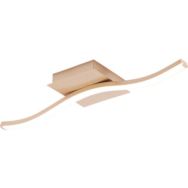 Contemporary Designer Single Wavy Strip LED Ceiling Light Fitting In Matte Grey By - Brushed Gold