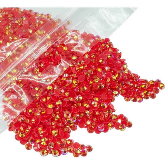qiipii 1280PCS 6mm Red AB Resin Rhinestones for Crafts Dark Red AB Flatback Jelly Rhinestones Bulk SS30 Non-Hotfix Stones Diamonds Crystals Gems for M
