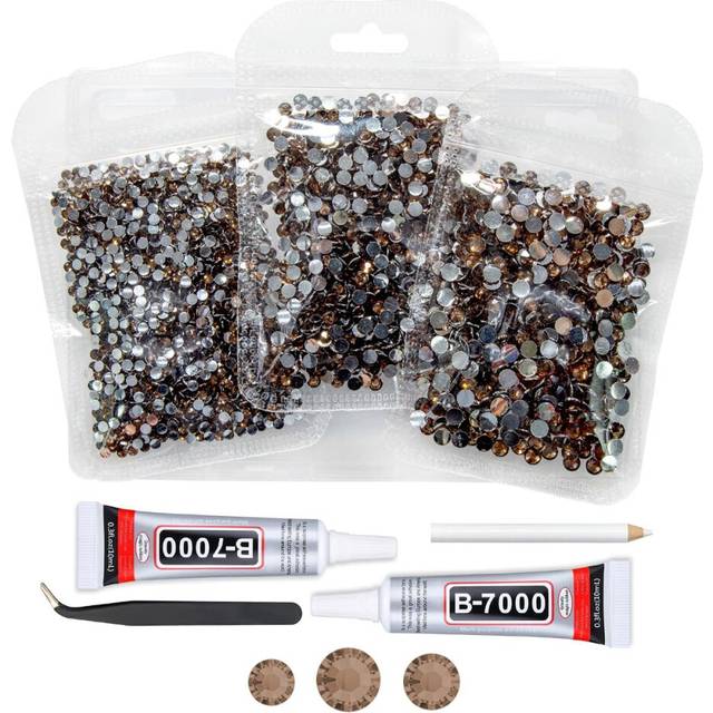 qiipii Brown Crystal Resin Rhinestones w B7000 Jewelry Glue for Bedazzling Crafting Coffee Flatback Stones 3mm 4mm 5mm Diamonds Crystals Gems for Nail