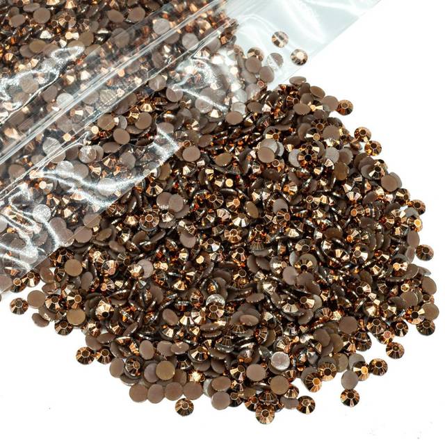 qiipii 8000PCS 3mm Copper Resin Rhinestones for Crafts Brown Flatback Jelly Rhinestones Bulk SS10 Non-Hotfix Coffee Stones Diamonds Crystals Gems for
