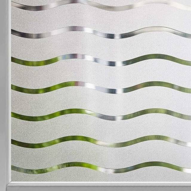 1pc Frosted Window Film 75x200CM, Anti-UV Static Cling Window Film, Non-Adhesive Decorative Window Sticker, Wavy Pattern Window Film for Home, Office