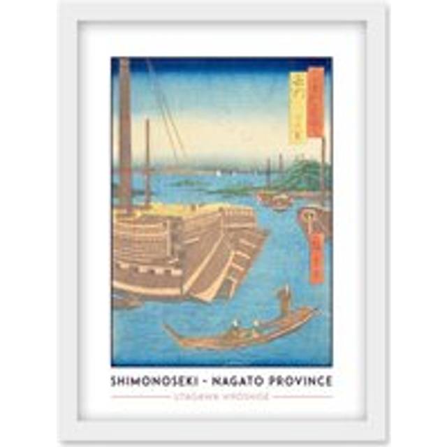 Shimonoseki Nagato Province Utagawa Hiroshige Japan Woodblock Classic Collection Artwork Framed Wall Art Print A4 - White - One Size