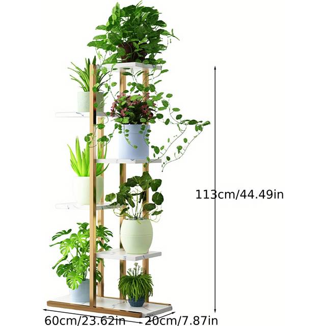 TEMU 1 Set Of Flower Stands Well Load Bearing Widened Base Staggered Structure 6 Tier 7 Potted Plant Stand 23.62" X 7.87" X 41.73"