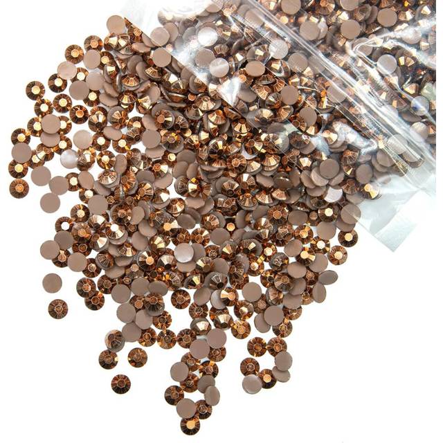 qiipii 620PCS 6mm Copper Resin Rhinestones for Crafts Brown Flatback Jelly Resin Rhinestones Bulk SS30 Non-Hotfix Coffee Stones Diamonds Gems Charms f