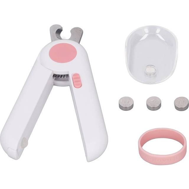 Pet Nail Clippers Multifunction Safety Sharp Stainless Steel Blade Hidden File Pet Claw Trimmer pink