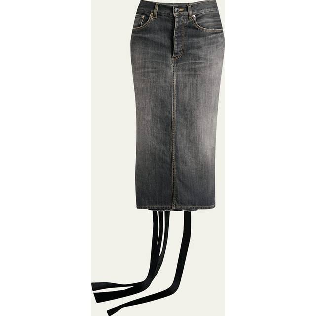 Lace-Up Denim Midi Skirt - DARK GREY - 34 FR (2 US)