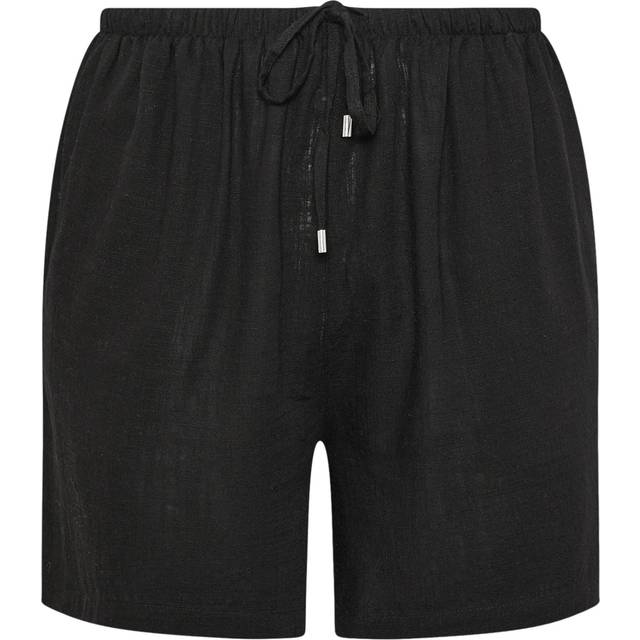 Yours Curve Black Tie Front Linen Shorts, Women's Curve & Plus Size, Yours - 18