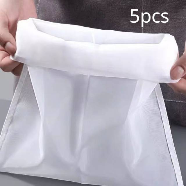 TEMU 5-pack Reusable Nylon Food Strainers - Fine Mesh Nut Milk Bags, Cheese Cloth, Coffee Filter - Kitchen Tool For Vegetable Juice, Tea, Brewing