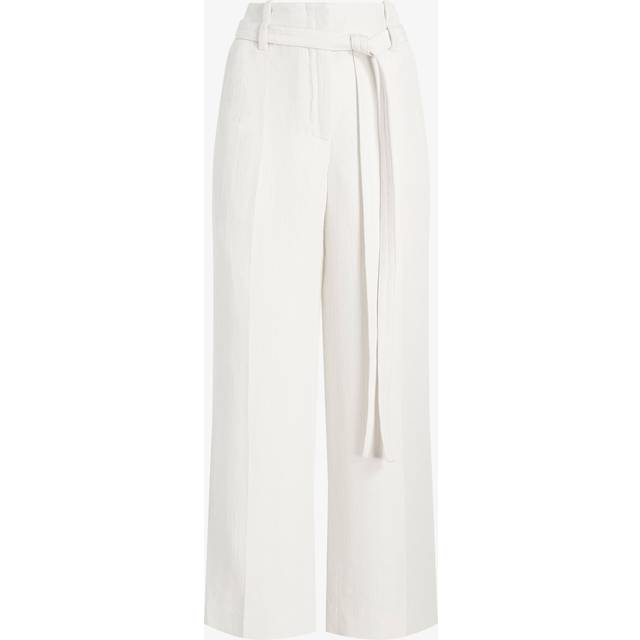Maggi Belted Wide-Leg Textured Pants - ECRU - 8