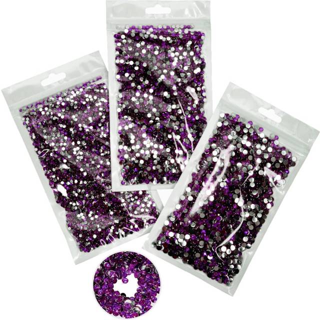 qiipii 16000PCS Grape Purple Crystal Resin Rhinestones for Crafting Dark Purple Flatback Rhinestones 3mm 4mm 5mm Non-Hotfix Stones Diamonds Crystals G