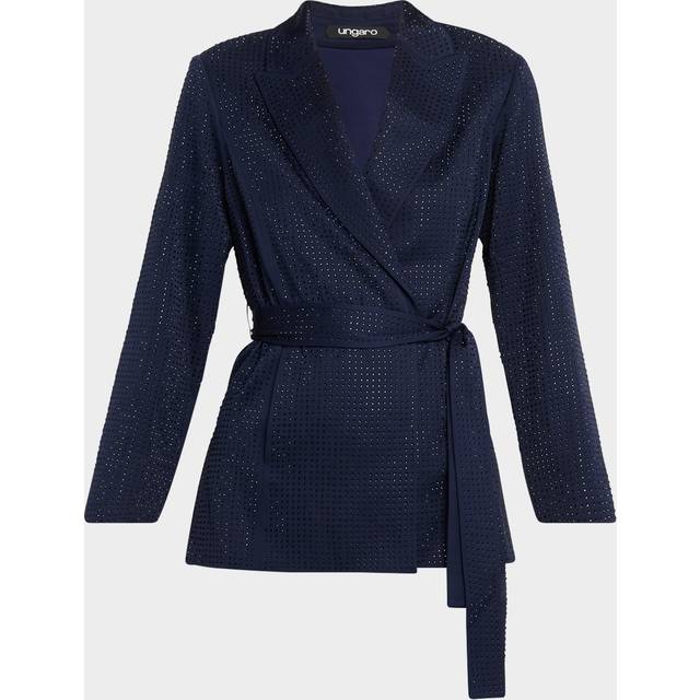 Rhinestone Wrap-Front Jacket - MIDNIGHT BLUE - XX-Large