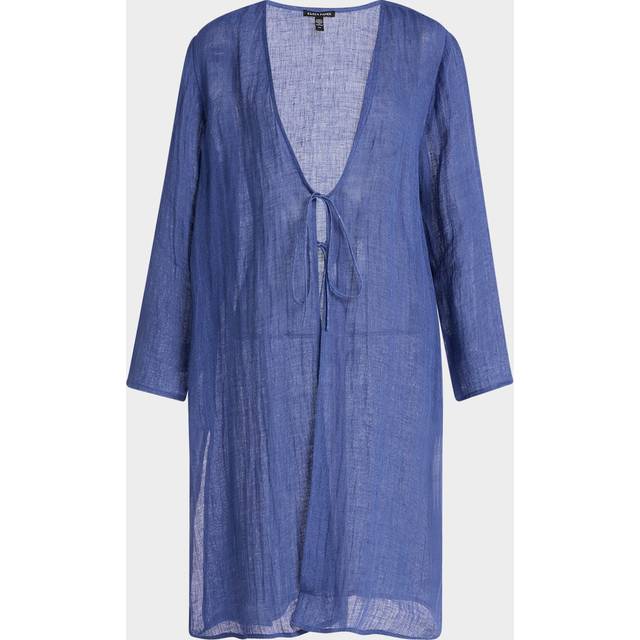 Tie-Front Gauzy Organic Linen Jacket - BLUETTE - XX-Small