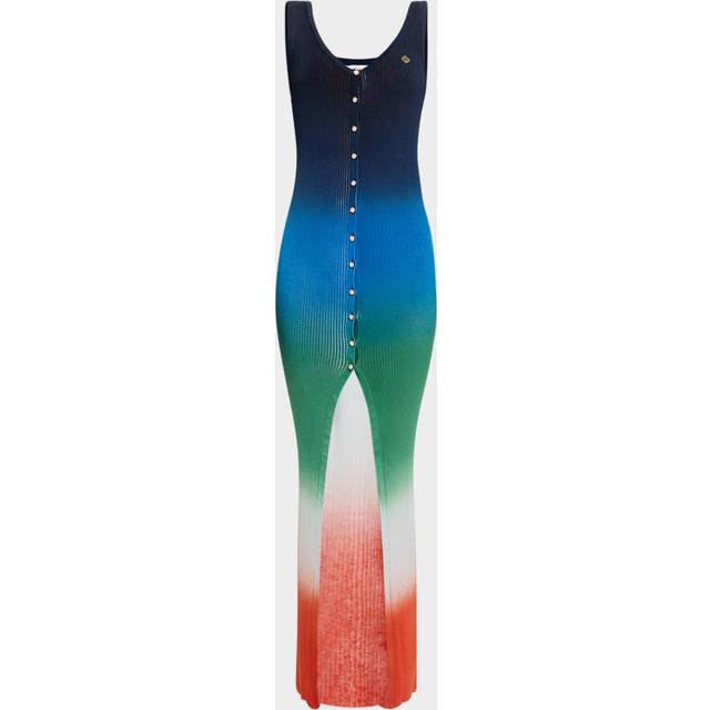 Gradient Rib Button-Front Maxi Dress - GRADIENT - Medium