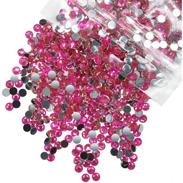 qiipii 1550PCS 5mm Crystal Hot Pink Resin Rhinestones for Crafting Rose Red Flatback Stones Bulk SS20 Non-Hotfix Diamonds Crystals Gems Charms for Nai