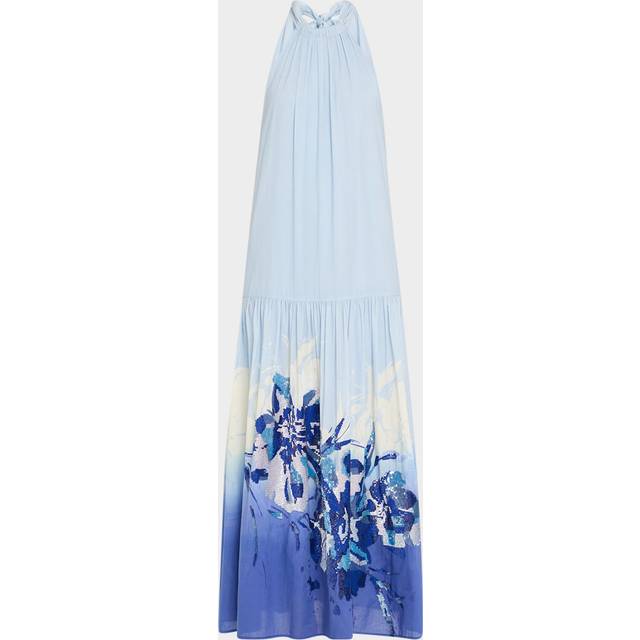 Daelia Sequin Floral-Print Halter Maxi Dress - BLUE MULTI - Medium