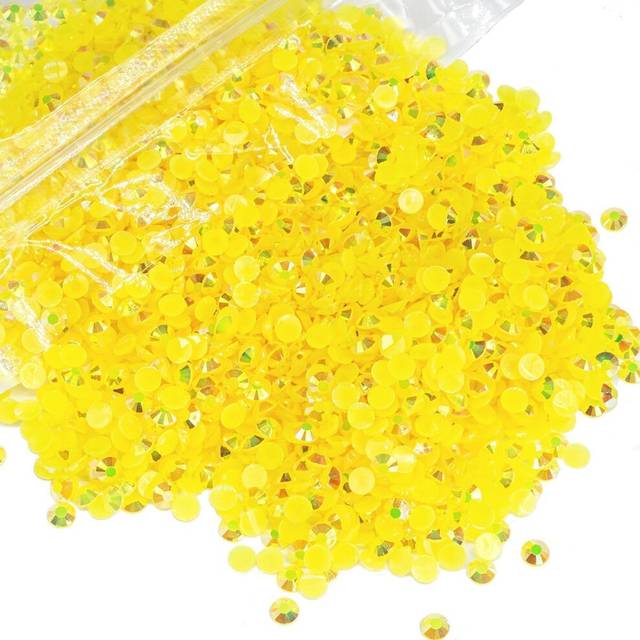 qiipii 1280PCS 6mm Lemon Yellow AB Resin Rhinestones for Crafts Citrine AB Flatback Jelly Rhinestones Bulk SS30 Non-Hotfix Stones Diamonds Crystals Ge