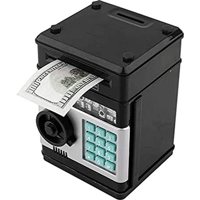Electronic Piggy Bank Cash Coin Can Money Locker Auto Insert Bills Safe Box Password ATM Bank Saver Birthday Gifts for Kids, Cartoon Safe Bank Box