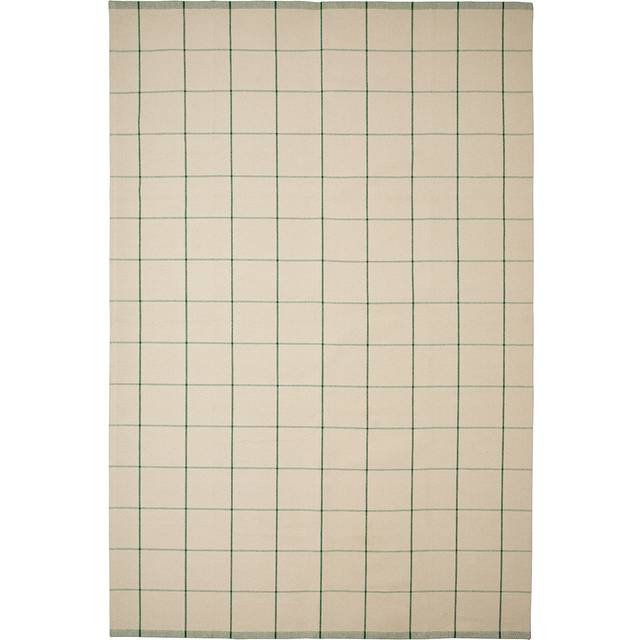 RIDSTIG matta, slätvävd, off-white/grön, 200x300 cm