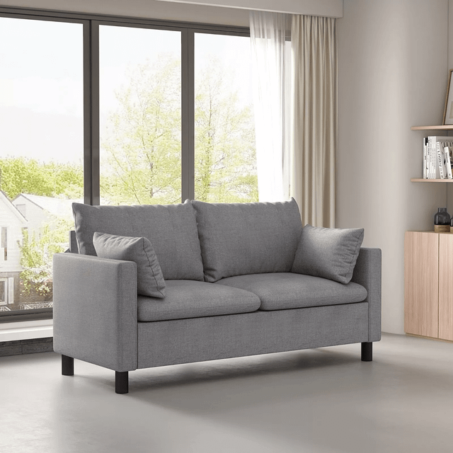 TEMU Mcc Direct 2 Seater Sofa, Linen Fabric Loveseat Sofa, Couch Settee With Armrests, Wood Legs For Living Room, Office, Bedroom -