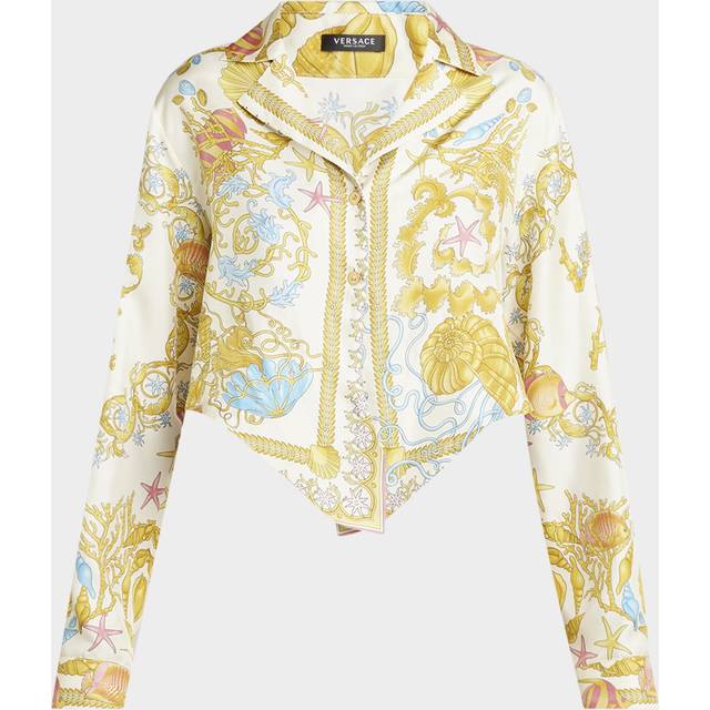 Underwater Barocco Foulard Silk Twill Crop Shirt - EGGSHELL MULTICOLOR - 50 IT (14 US)