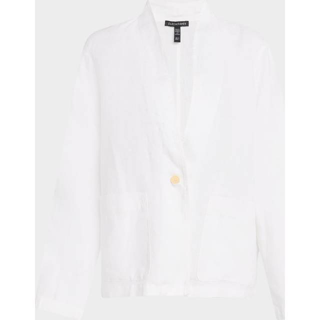 Single-Button Organic Linen Jacket - WHITE - X-Small