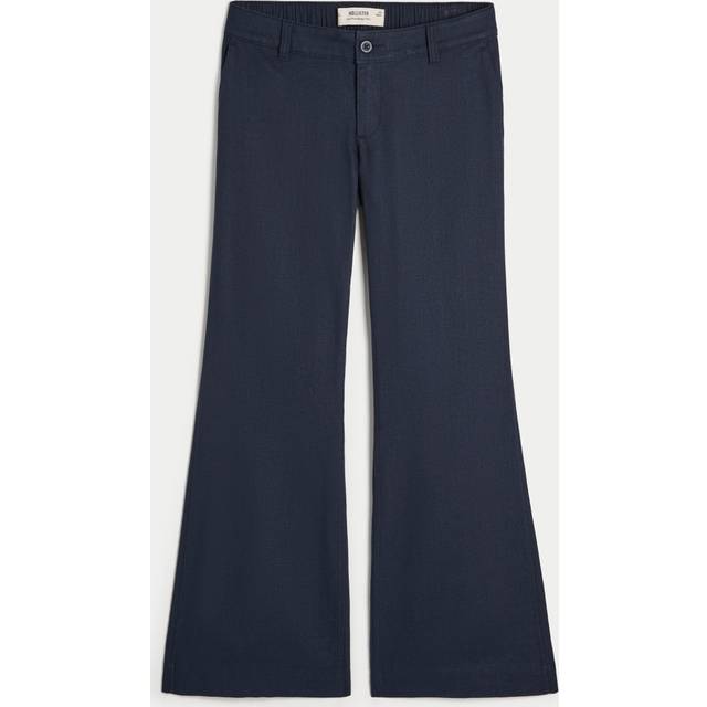 Low-Rise Linen-Blend Baggy Flare Pants
