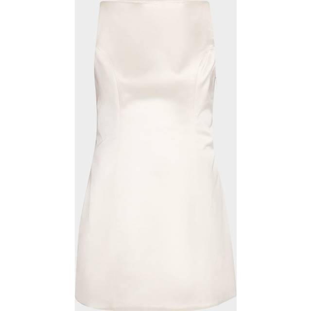 Livie High-Neck Satin Mini Dress - CREAM - Large