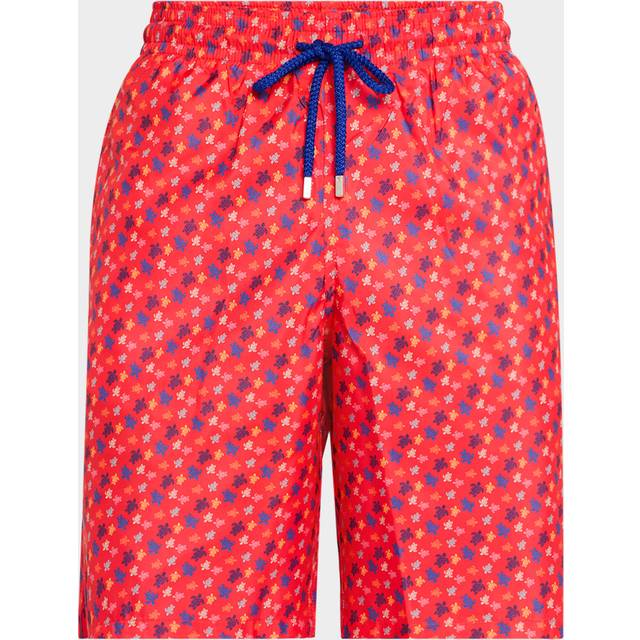 Vilebrequin, Badkläder, Herr, L, Långa ultralätta och hopfällbara Micro Ronde des Tortues badshorts för män - red (L)