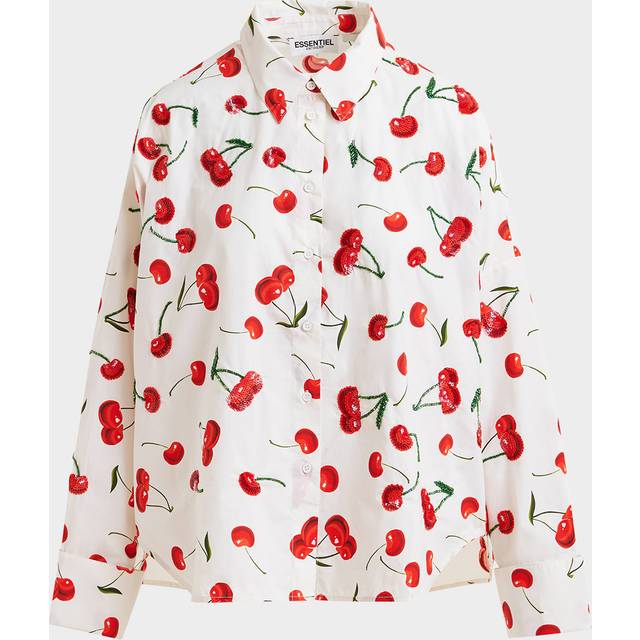 Herfst Embellished Cherry Button-Front Shirt - OFF WHITE - Large