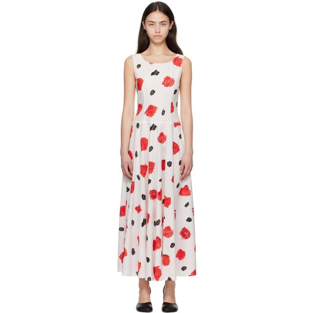 Rose-Print Bustier Ankle Dress - LILY WHITE - 40 IT (4 US)