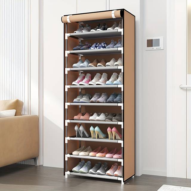 TEMU 1pc Extra Large Capacity Shoe Rack Organizer, Space-saving Storage Cabinet, Easy Assembly, Versatile Use For Shoes, Clothing, And Personal Items, Fragrance-free Plastic Material