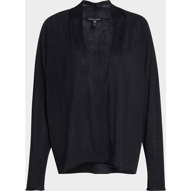 Open Raglan-Sleeve Cardigan - BLACK - Medium