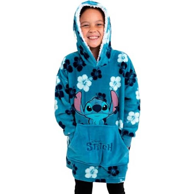 Disney Lilo & Stitch Oversize Cozy Hoodie för flickor - Oversized mysig tröja Fluffig filt tröja Blå