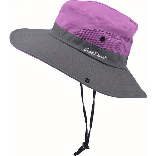 TEMU Womens Ponytail Sun Hat Protection Bucket Hats Foldable Wide Brim Summer Boonie Beach Cap Fishing Hiking