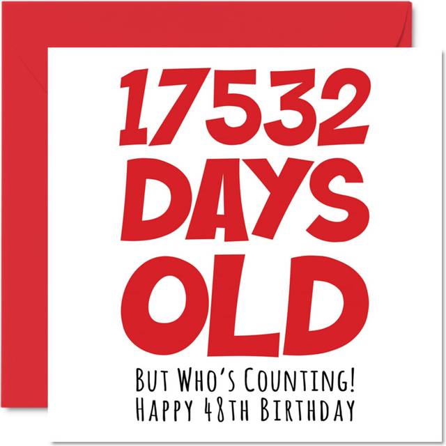 48th Birthday Card for Men Women Him Her - 17532 Days Old - Funny Adult Forty-Eight Forty-Eighth Happy Birthday Card for Brother Sister Son Daughter M