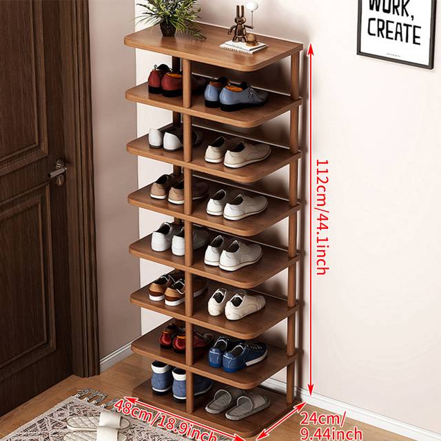 TEMU Room Decor 6/8 Tier Wooden Shoe Rack Home Entryway Vertical Shoe Organizer Holder Shelf