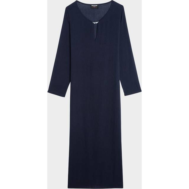 Womens Zadig&Voltaire Delia Brooch-Embellished Long-Sleeve Cotton-Blend Maxi Dress