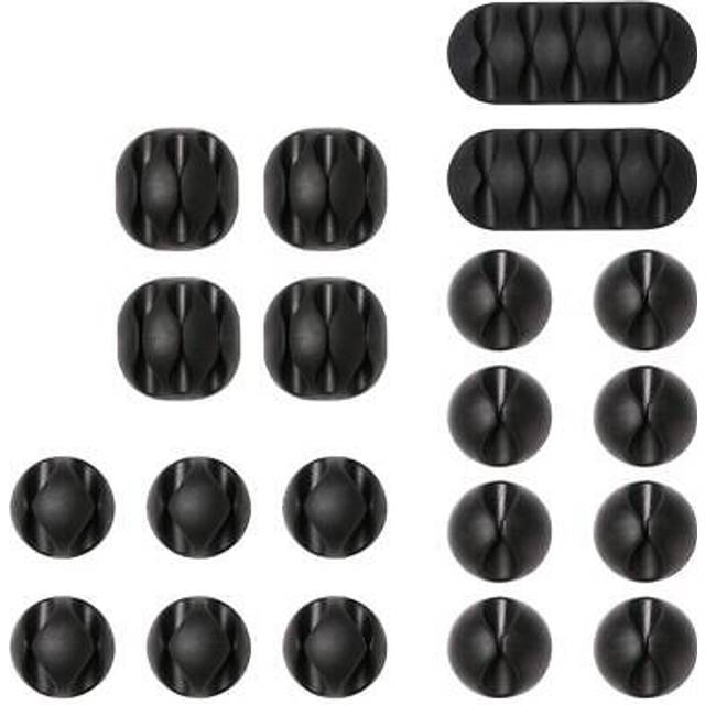 Cable Clips Holders 20 Pcs Cable Tidy Clips Management, Desktop Cord Holder, Charging Cord Cable Management for Home, Office, Car and Desk, Black