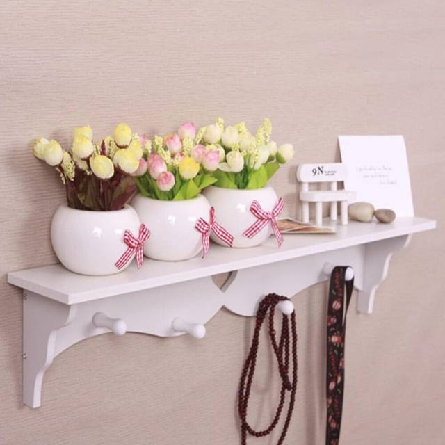 TEMU Heart Shaped Floating Wall Shelf Bookshelf Display Storages With Coat Hook White