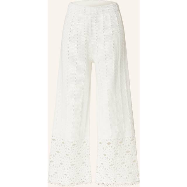 Pantalon En Crochet - Blanc - Maje -  Matière principale: 92% coton, 7% polyamide, 1% elasthanneCrochet (dentelle): 100% coton - Prêt-à-porter > Bas > Pantalons taille haute