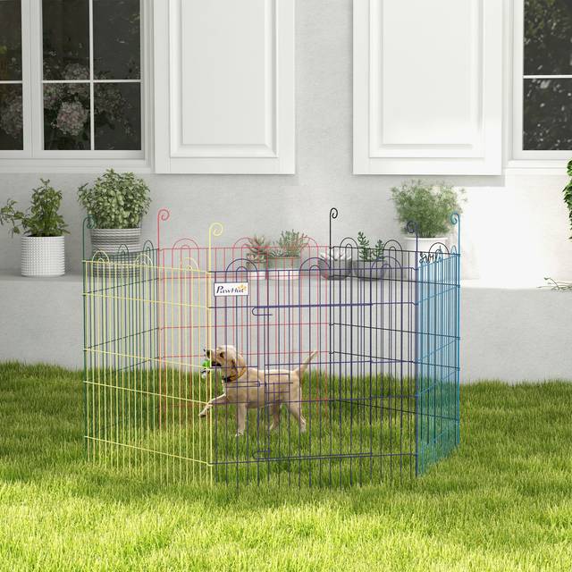 TEMU Dog Playpen, Puppy Pen, Metal , Pet Crate Fence W/ Door, For Indoors And Outdoors, 60h X 120cm