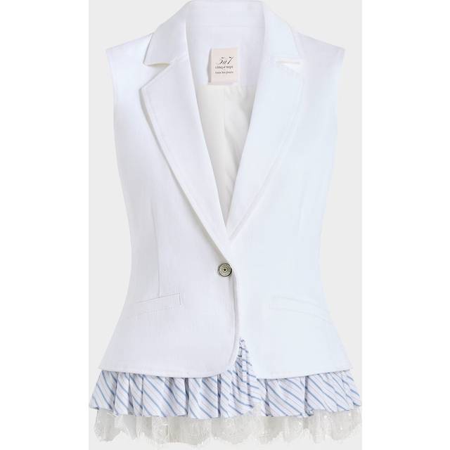 Roxie Le Petit Ruffle Denim Vest - WHITE/BLUE HYDR - 14