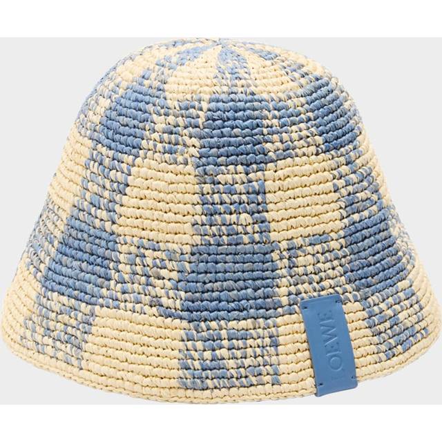 LOEWE - + Paula's Ibiza Leather-trimmed Checked Raffia Bucket Hat - Beige - Neutrals - One size