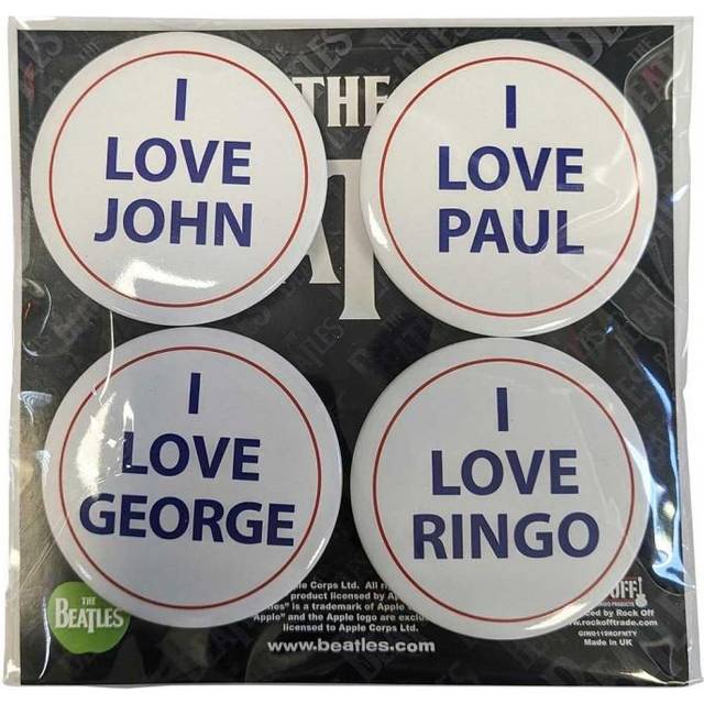 The Beatles I Love Badge (Pack of 4)