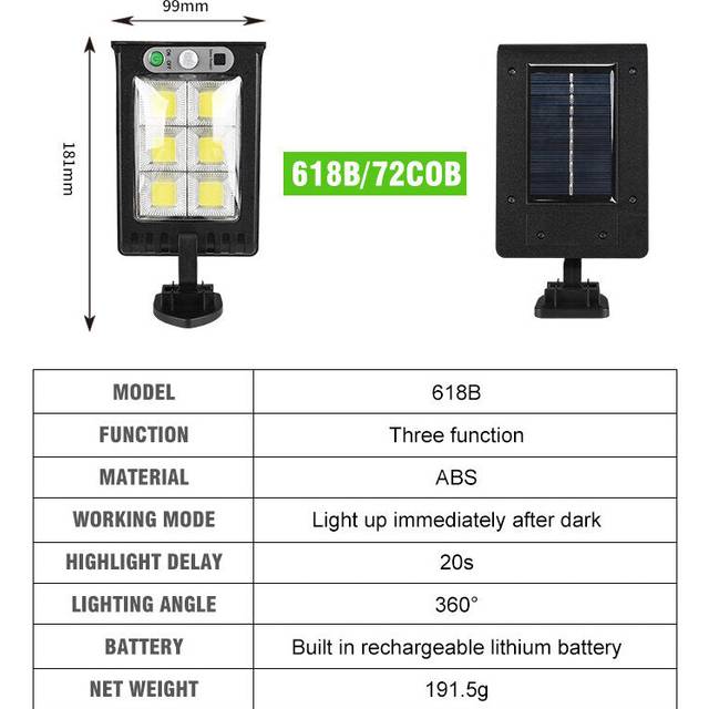 (618B) Solar Wall Light PIR Motion Sensor Waterproof Garden Security Street Lamp