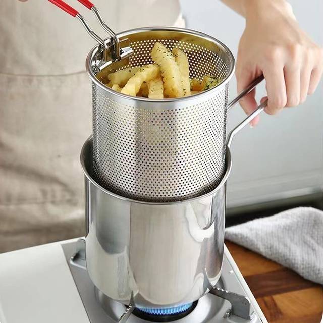 TEMU Stainless Steel Deep Fryer Set - Ideal For Crispy , Fries & Chicken | Safe, & Easy-clean Kitchen Essential