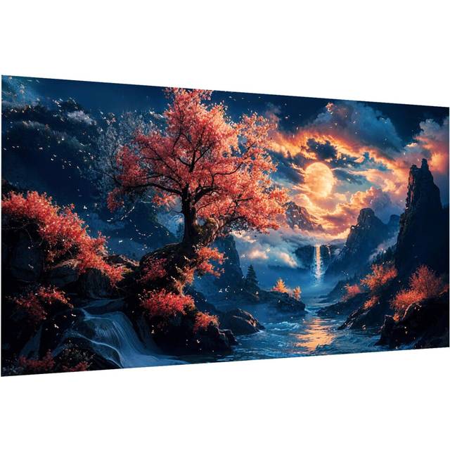 JOOZ Large Landscape Diamond Art Kits for Adults - 5D Moon Diamond Painting Kits for Adults  DIY Full Drill Mountain Waterfall Diamond Art Painting Ki